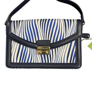 Vera Bradley Tess Blue and White Zebra Crossbody Bag